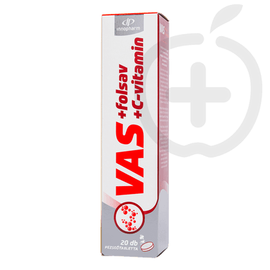 Innopharm Vas +Folsav +C-vitamin meggy ízű pezsgőtabletta 20 db