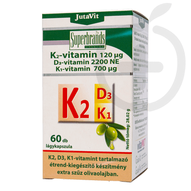 Jutavit K2+D3+K1-vitamin lágykapszula