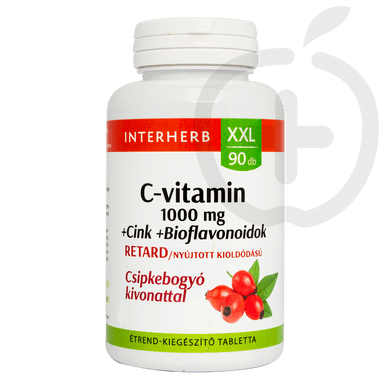 Interherb XXL C- vitamin 1000 mg + Cink + Bioflavonoidok tabletta 90 db