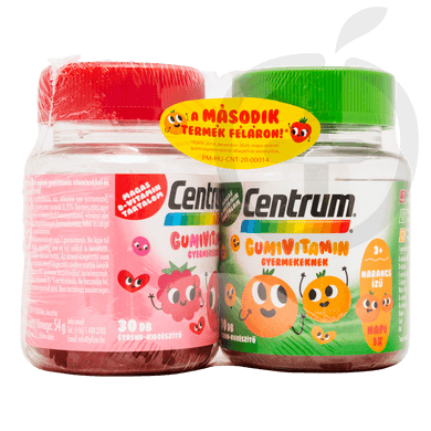 Centrum Gumivitamin gyermekeknek málna-eper+narancs 30 db + 30 db