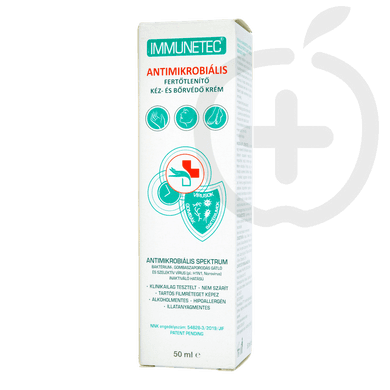 Immunetec antimikrobiális fertőtlenítő kéz- és bőrvédő krém 50 ml