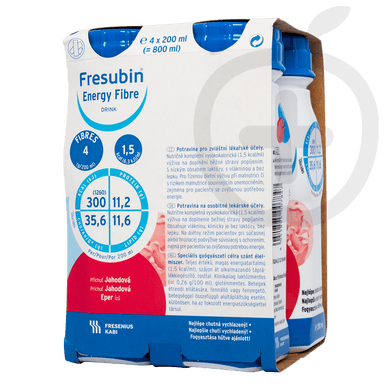 Fresubin Energy Fibre Drink Eper ízű speciális - gyógyászati célra szánt - tápszer 4 x 200 ml