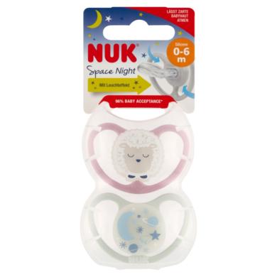 Nuk Space Night szilikon altatócumi, 0-6 hónapos korig, lány