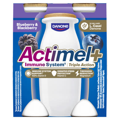 Danone Actimel+ áfonya- és feketeszeder ízű joghurtalapú ital 4 x  (400 g)