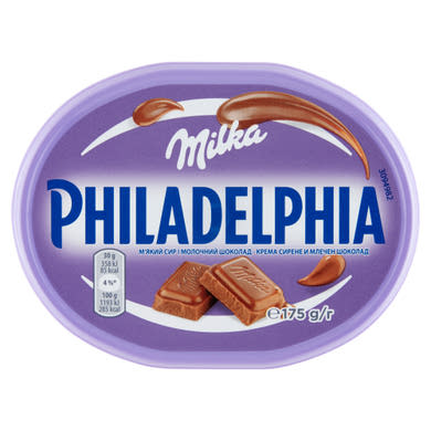 Philadelphia Milka szendvicskrém alpesi tej felhasználásával készült tejcsokoládéval