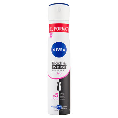 NIVEA, Női deo spray, izzadasgátló, Black&White Clear, 5 in 1,