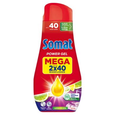 Somat All in 1 Power Gel Lemon & Lime gépi mosogatószer gél 80 mosogatás 2 x
