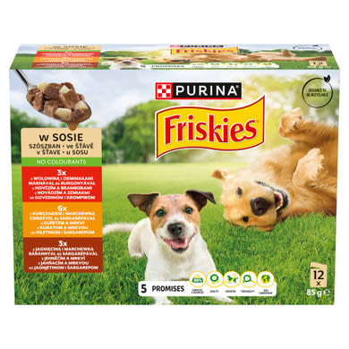 Friskies teljes értékű kutyaeledel felnőtt kutyák számára szószban 12 x  (1020 g)