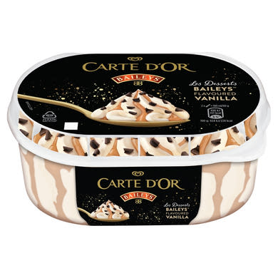 Carte D'Or vanília-Baileys ízű jégkrém Baileys ízű karamelles szósszal, csokoládédarabkákkal