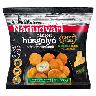 Nádudvari rántott húsgolyó csirkemellhúsból jalapenos sajtos töltelékkel