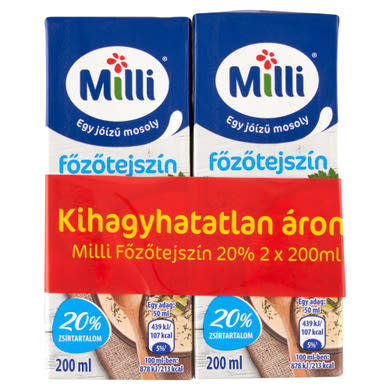 Milli Perfecto UHT főzőtejszín 20% 2 x