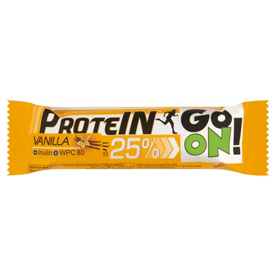 Protein Go On! fehérje-tartalmú vanília ízű szelet inulinnal és tejcsokoládéval