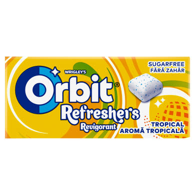 Orbit Refreshers Tropical gyümölcsízű cukormentes rágógumi édesítőszerrel