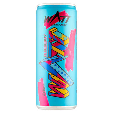 Watt koffein- és vitamintartalmú, áfonya-fekete cseresznye ízű szénsavas energiaital