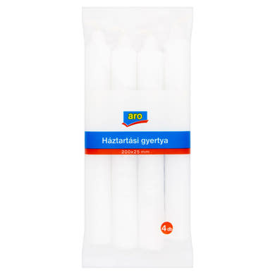 Aro fehér háztartási gyertya 200 x 25 mm 4 db