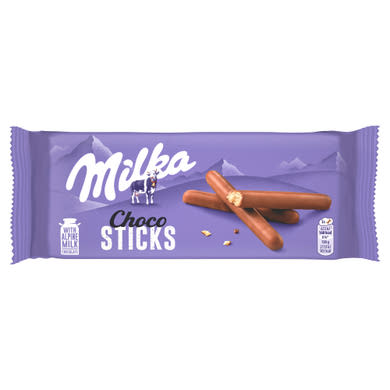 Milka Choco Sticks keksz alpesi tej felhasználásával készült tejcsokoládéval mártva
