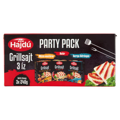 Hajdú Party Pack grillsajt 3 íz, mézes-mustáros, natúr, currys sáfrányos 3 x