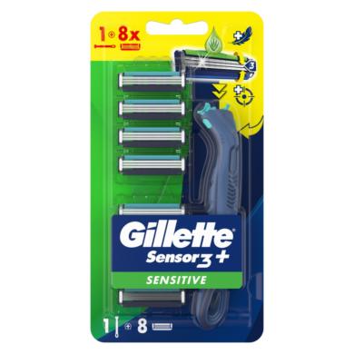 Gillette Sensor 3+ érzékeny cserefejű borotva ergonomikus nyéllel és borotvapengével