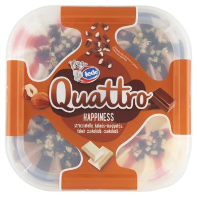 Ledo Quattro Happiness csokoládés, kakaós-mogyorós, fehér csokoládés, vaníliaízű jégkrém
