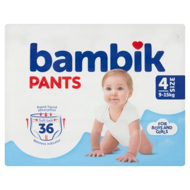 Bambik eldobható bugyipelenka méret: 4, 9-15 kg közötti gyermekek részere 36 db
