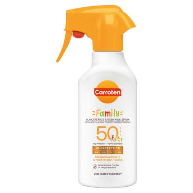 Carroten Family SPF50 naptej spray arcra és testre