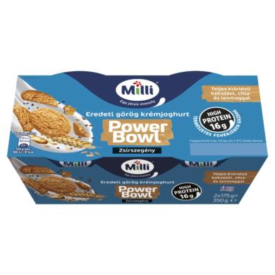 Milli Power Bowl zsírszegény eredeti görög krémjoghurt teljes kiőrlésű keksszel 2 x  (350 g)