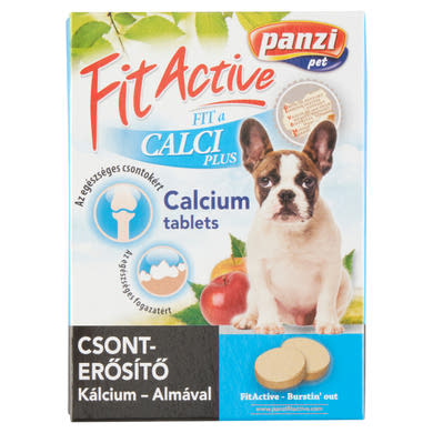 Panzi Fit Active Fit a Calci Plus kalcium-almával csonterősítő étrendkiegészítő kutyáknak 60 db 60
