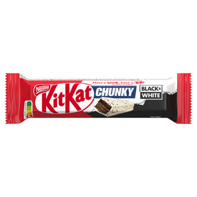 KitKat Chunky Black & White kakaós ostya kakaós krémmel, rizspehellyel szórt fehér masszában