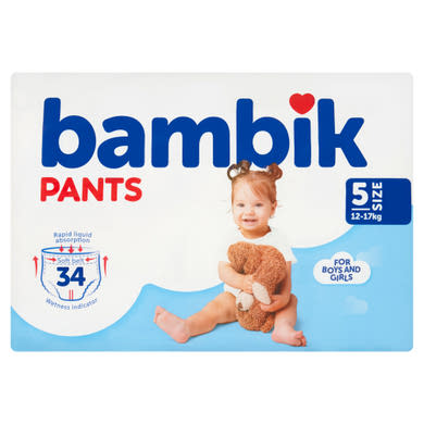 Bambik eldobható bugyipelenka méret: 5, 12-17 kg közötti gyermekek részere 34 db