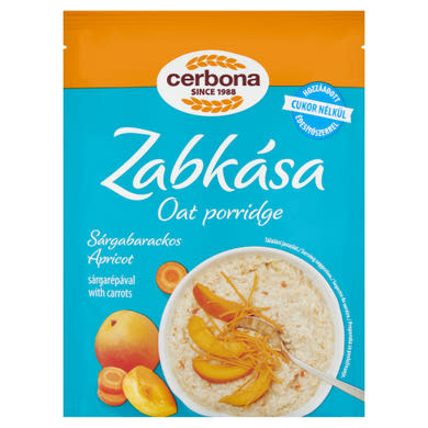 Cerbona sárgabarackos zabkása cukor hozzáadása nélkül, édesítőszerrel