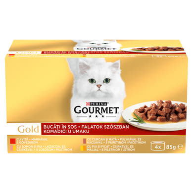 Gourmet Gold teljes értékű állateledel felnőtt macskák számára 4 x
