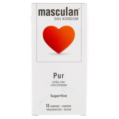 Masculan Pur leheletvékony síkosítóval és ondótartállyal ellátott áttetsző gumióvszer 10 db