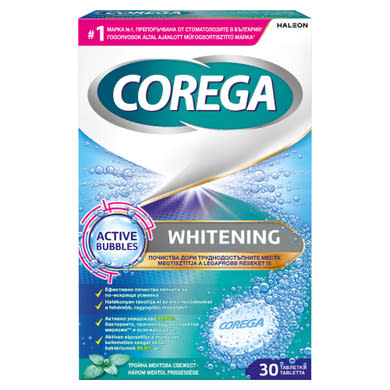 Corega Whitening műfogsortisztító tabletta