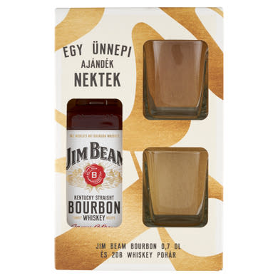 Jim Beam Bourbon whiskey + 2 db pohár 40% 0,7 l