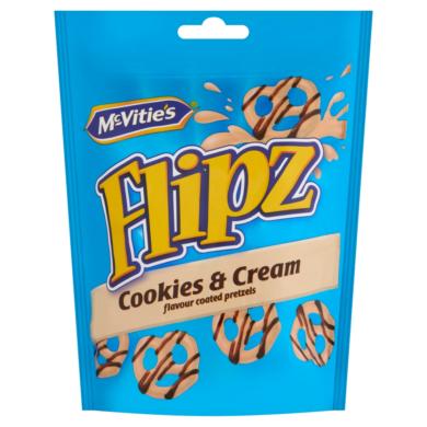 McVitie's Flipz Cookies & Cream keksz darabokkal és édes krémmel bevont csokoládés perec