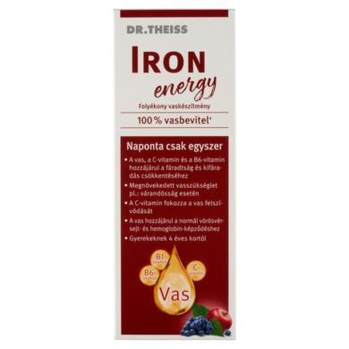 Dr. Theiss Iron energy folyékony étrend-kiegészítő vassal és vitaminokkal, édesítőszerrel