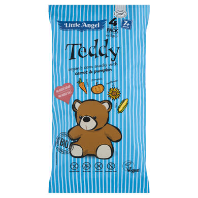 Little Angel Teddy extrudált kukoricás BIO snack répával és tökkel 7 hónapos kortól 4 x