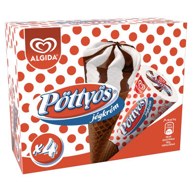 Algida Pöttyös túrós jégkrém kakaós ostyatölcsérben kakaós bevonóval 4 x (360 ml)
