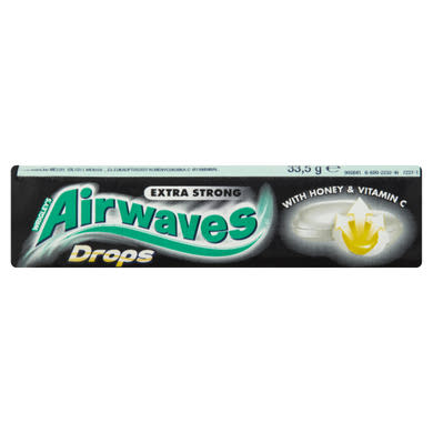 Airwaves Drops Extra Strong mézzel töltött mentol-, eukaliptuszízű keménycukorka C-vitaminnal