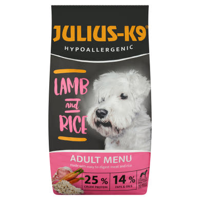 Julius-K9 Hypoallergenic teljes értékű szárazeledel allergiás kutyáknak báránnyal és rizzsel