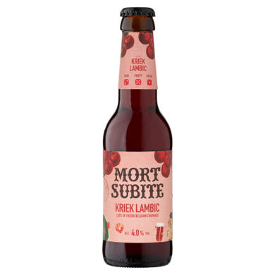 Mort Subite Belga Kriek meggyes lambic típusú sörkülönlegesség 4%, + betétdíj, 0,25 L