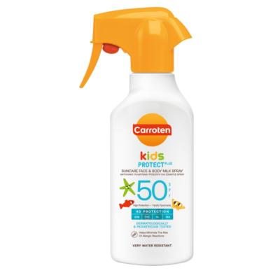 Carroten Kids Protect Plus SPF50 naptej spray arcra és testre