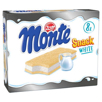 Zott Monte Snack White tejes krémmel töltött sütemény 8 x (232 g)