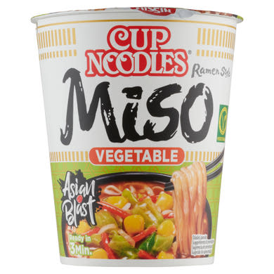 Cup Noodles Miso instant tésztaleves miso ízesítéssel és szárított zöldségekkel japán módra