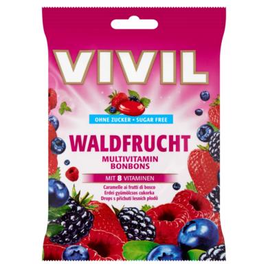 Vivil cukormentes erdei gyümölcs ízű töltetlen keménycukorka édesítőszerekkel és vitaminokkal