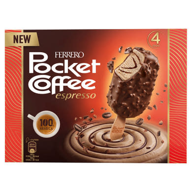 Pocket Coffee kávés jégkrém kávés réteggel tejcsokoládéval bevonva 4 db