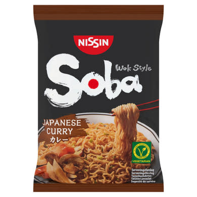 Nissin Soba Wok Style instant tészta búzalisztből thai jellegű curry ízesítő szósszal