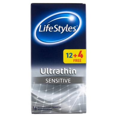 LifeStyles Ultra Thin spermazsákkal ellátott, síkosított óvszerek 16 db