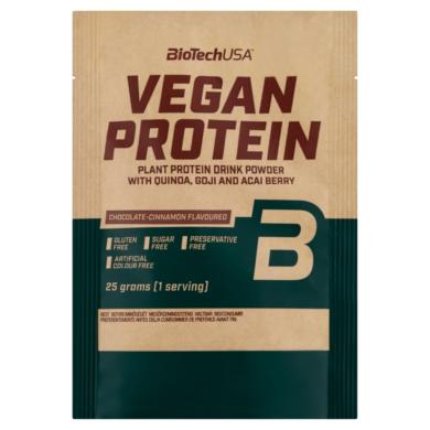 BioTechUSA Vegan Protein cukormentes csokoládé-fahéj ízű fehérje italpor édesítőszerekkel