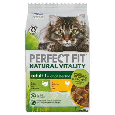 Perfect Fit Natural Vitality teljes értékű nedves eledel felnőtt macskáknak 6 x  (300 g)